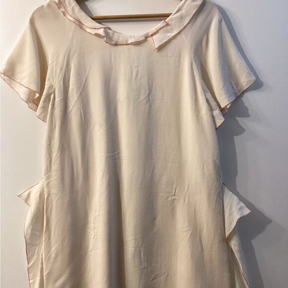 3.1 Phillip Lim Cream Flutter Sleeve Blouse Peter Pan Collar Top - Picture 10 of 13
